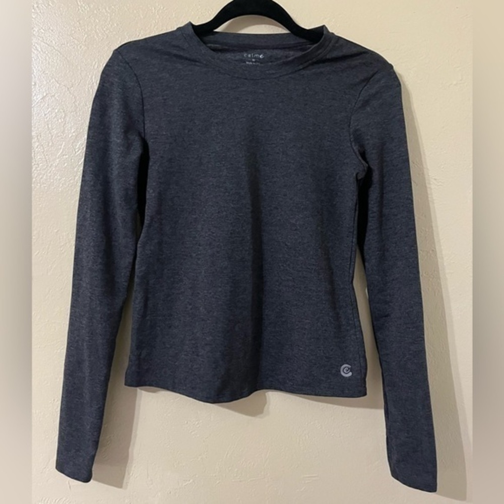 Johnny Was Calme Women's XS Ease Space Dye Gray Long Sleeve Tee Top Shirt